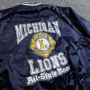 VTG Satin Bomber Jacket Men XL Blue Michigan Lions All State Band‎ USA 80s 11498